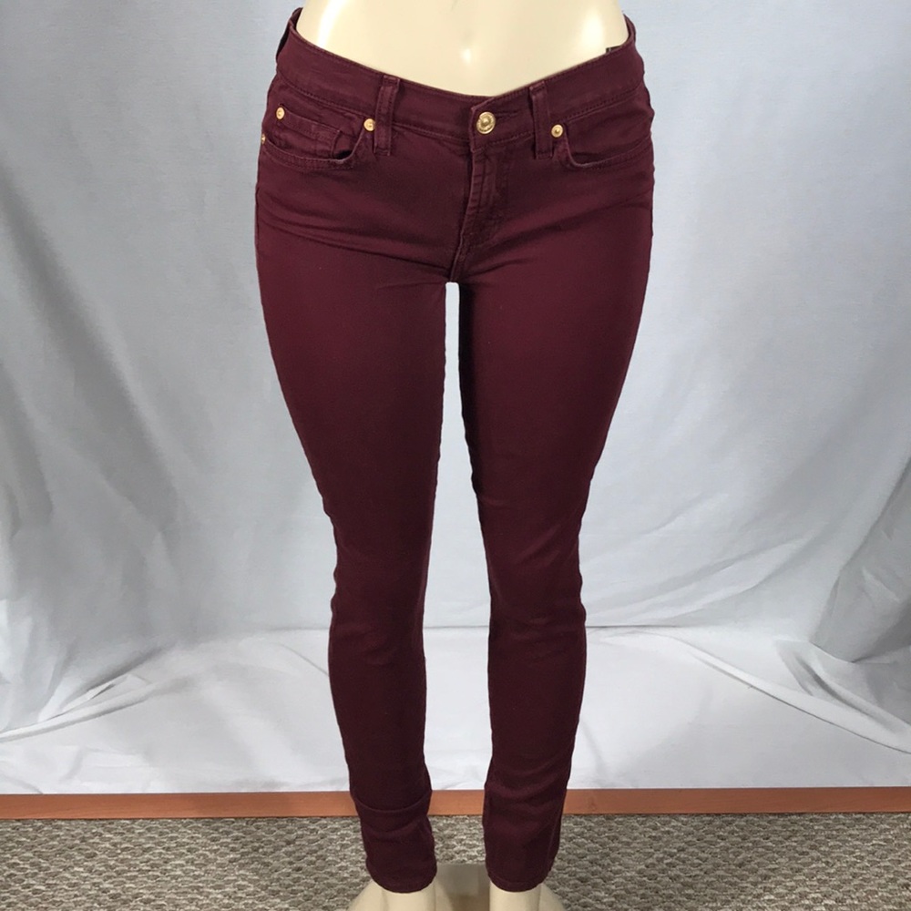7 for all mankind burgundy skinny jean size 26